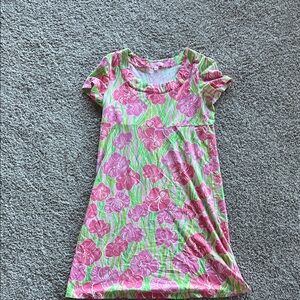 Lilly Pulitzer Pink and Green Floral Dress Small